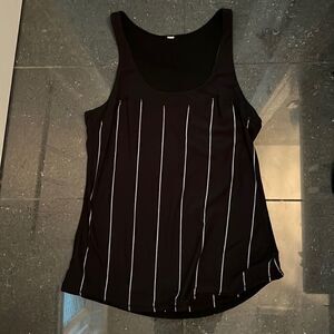 Size 8 Black and White Lululemon Striped Racerback Tank Top